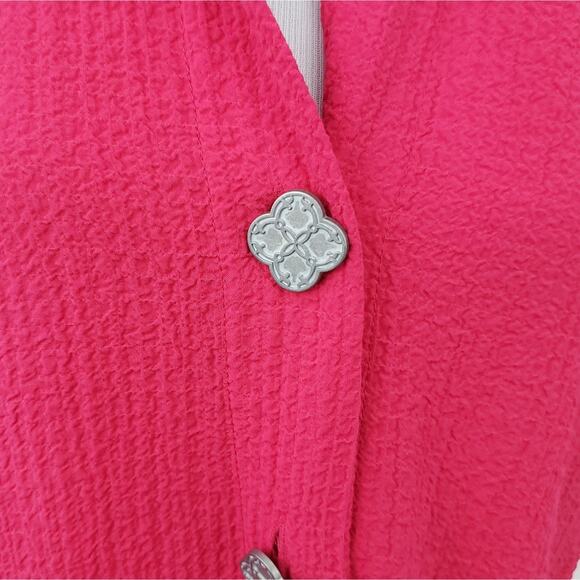 NEW Soft Surroundings Pink Tunic Top Blouse Ruffle Neck Small Bright Pink Xsmall - Picture 3 of 8